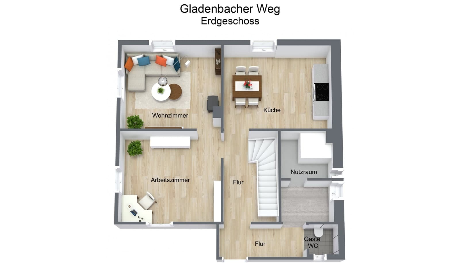 Grundriss Erdgeschoss – 3D-Ansicht